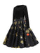Black 1950s Christmas Snowflake Ribbon Belt Dress