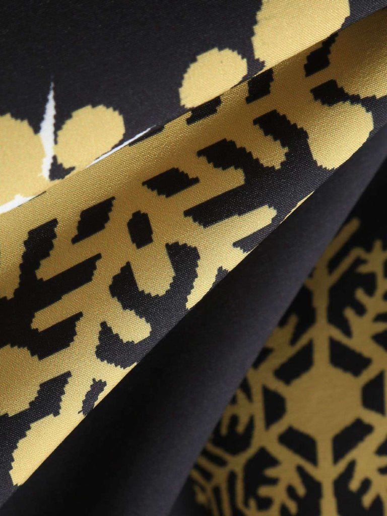 Black 1950s Christmas Snowflake Ribbon Belt Dress