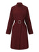 1940s Solid Turtleneck Belted Dress With Pocket