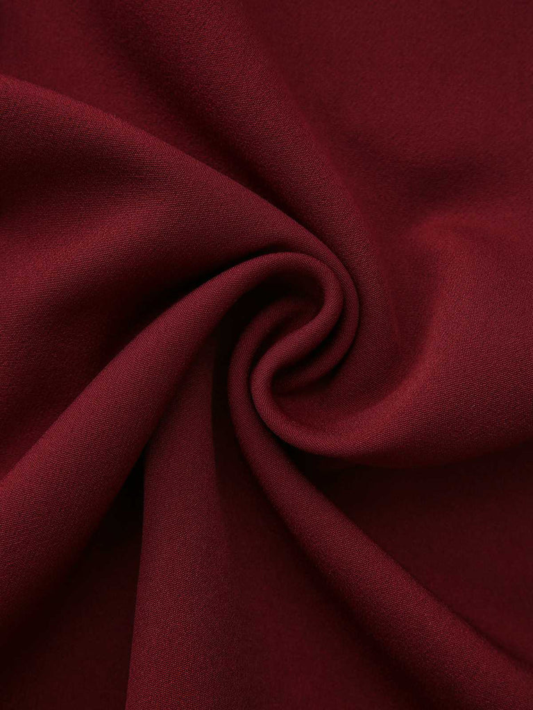 1940s Solid Turtleneck Belted Dress With Pocket