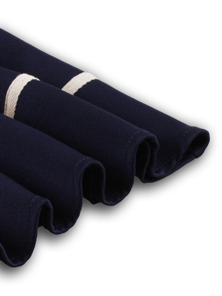 Navy Blue 1950s Nautical Square Neck Belted Dress