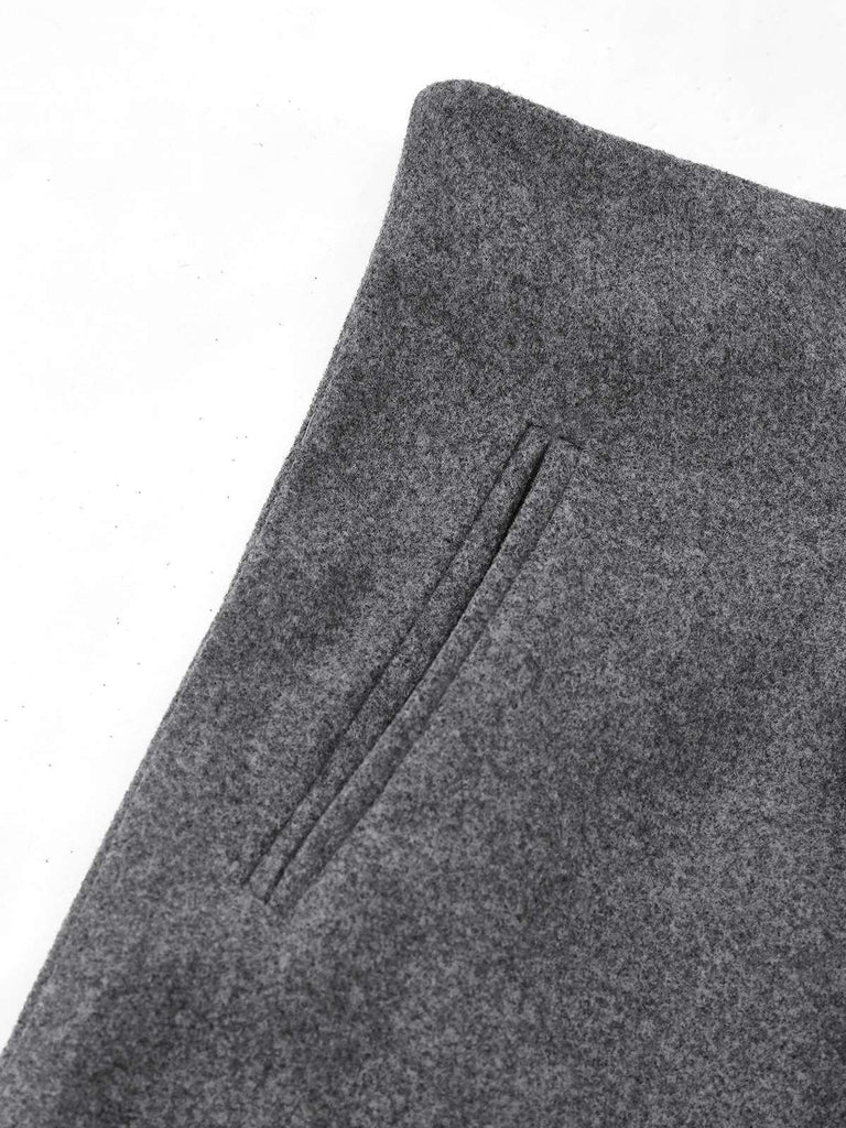 2PCS Grey 1940s Office Lapel Blazer & A-Line Pleated Skirt