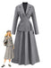 2PCS Grey 1940s Office Lapel Blazer & A-Line Pleated Skirt