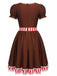 [Pre-Sale] Rust Red 1950s Gingerbread Man Stripe Patchwork Dress