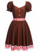 [Pre-Sale] Rust Red 1950s Gingerbread Man Stripe Patchwork Dress