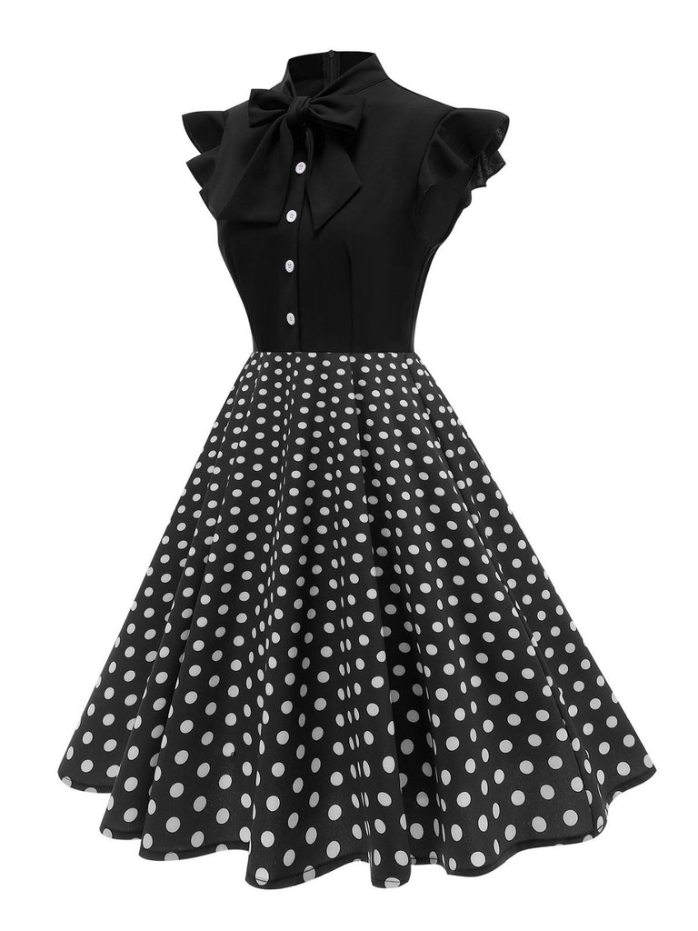 1950s Polka Dot Bow Swing Dress