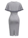 [Pre-Sale] Grey 1960s Solid Bow Caped Midi Bodycon Dress