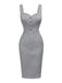 [Pre-Sale] Grey 1960s Solid Bow Caped Midi Bodycon Dress