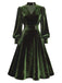 [Pre-Sale] Green 1950s Keyhole V-Neck Pearl Velvet Dress