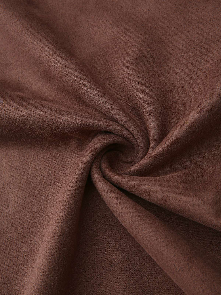 Brown 1970s Long Sleeve Round Neck Dress With Belt