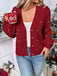 Red 1950s Solid Pearl Beading Loose Knit Cardigan
