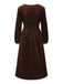 Brown 1940s Solid Lace Patchwork Velvet Dress