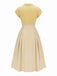 [Pre-Sale] Yellow 1950s Johnny Collar Pleated Patchwork Cotton Dress