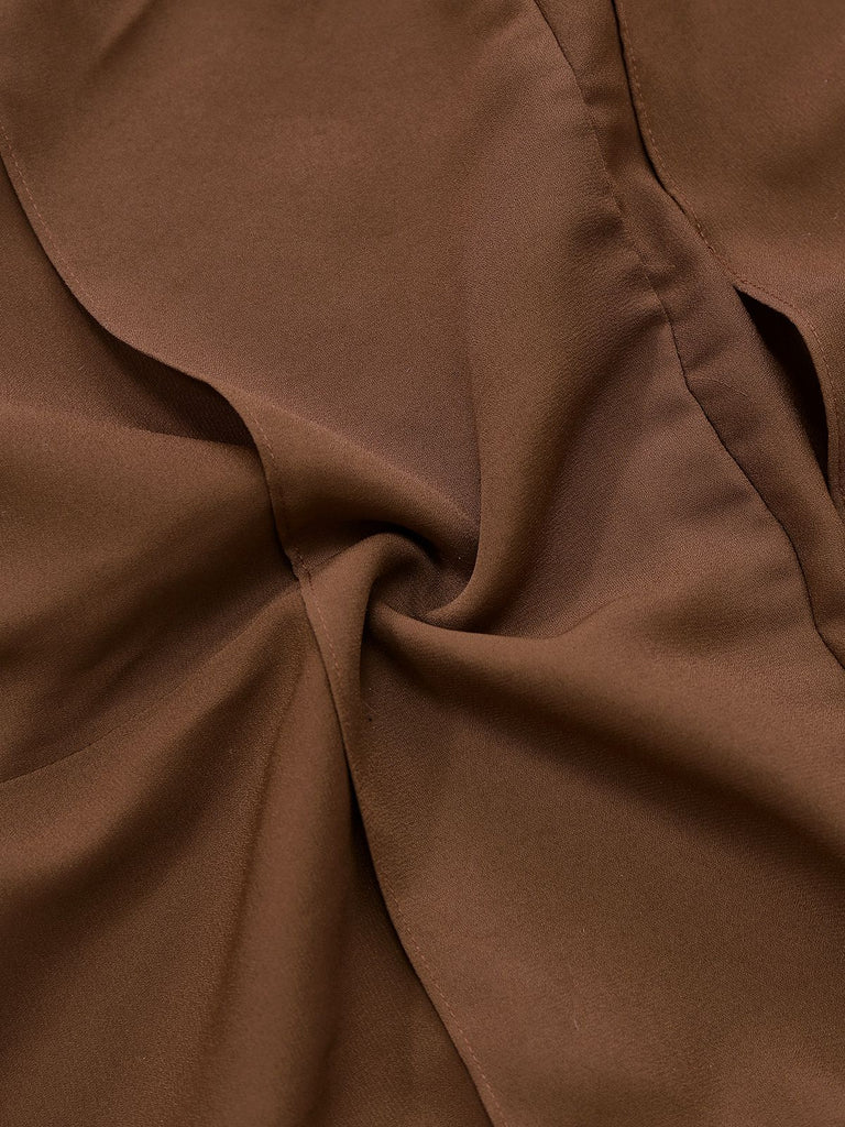 [Pre-Sale] Brown 1920s Bow Tie Belted Waist Dress