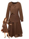 [Pre-Sale] Brown 1920s Bow Tie Belted Waist Dress