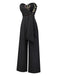 [Pre-Sale] Black 1960s Embroidered Floral Tie-Up Strapless Jumpsuit
