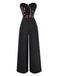 [Pre-Sale] Black 1960s Embroidered Floral Tie-Up Strapless Jumpsuit