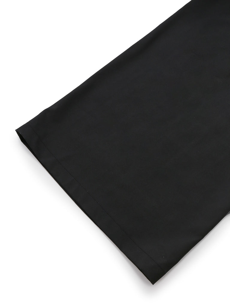 [Pre-Sale] Black 1960s Embroidered Floral Tie-Up Strapless Jumpsuit