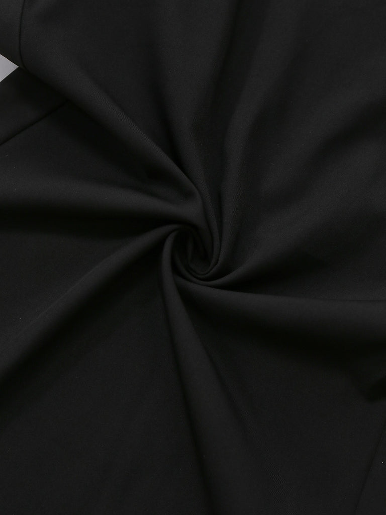 [Pre-Sale] Black 1960s Embroidered Floral Tie-Up Strapless Jumpsuit