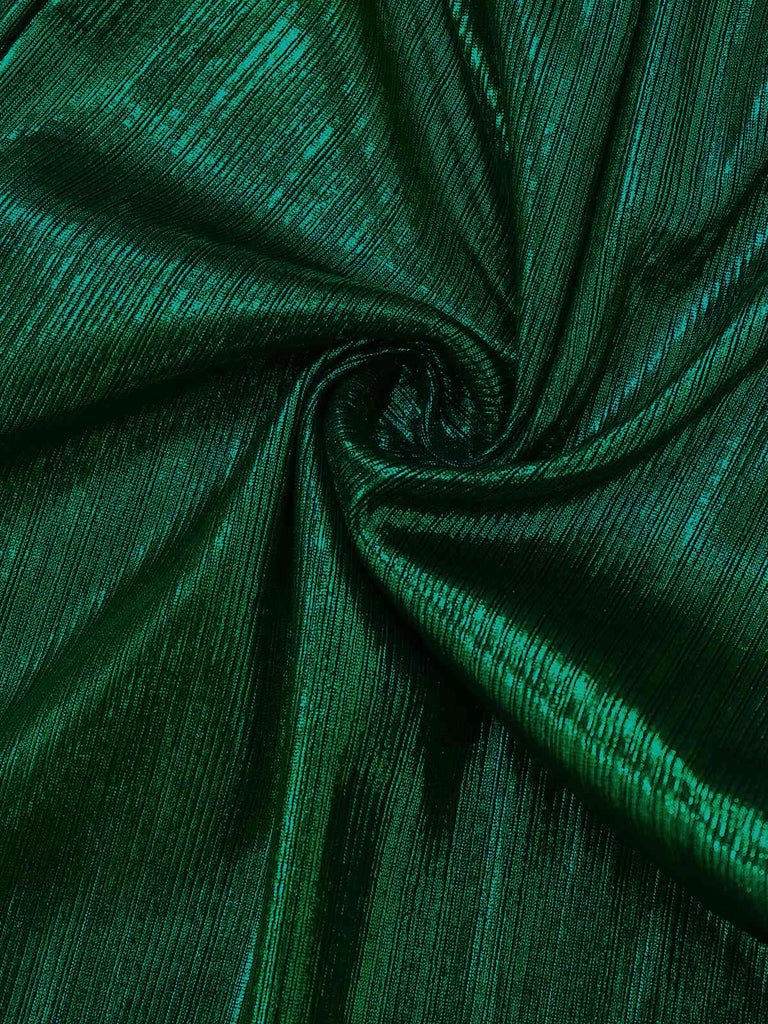 Dark Green 1930s Metallic V-Neck Lantern Sleeve Jumpsuit