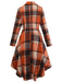 Orange 1950s Plaid High Low Hem Lapel Jacket