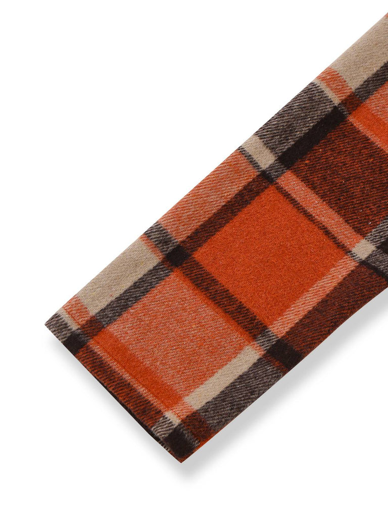 Orange 1950s Plaid High Low Hem Lapel Jacket