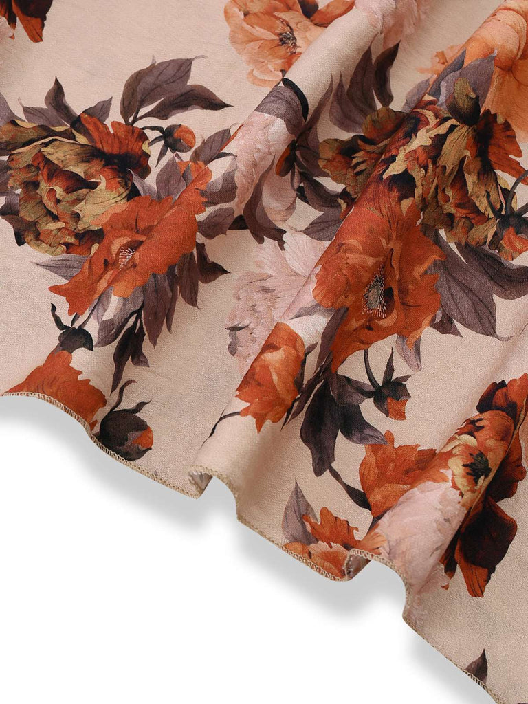 Multicolor 1930s Floral Smocked Cinched Sleeve Dress