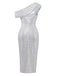 Silver 1920s Sequin One-Shoulder Side-Slit Dress