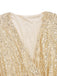 1930s V-Neck Sequined Ruffled Hem Dress