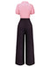 [Pre-Sale] Pink & Gray 1930s Bow Collar Lapel Jumpsuit