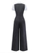 [Pre-Sale] Gray 1950s Faux Two-Piece Johnny Collar Puff Jumpsuit