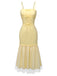 [Pre-Sale] Pale Yellow 1930s Mesh Spaghetti Strap Dress