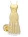 [Pre-Sale] Pale Yellow 1930s Mesh Spaghetti Strap Dress