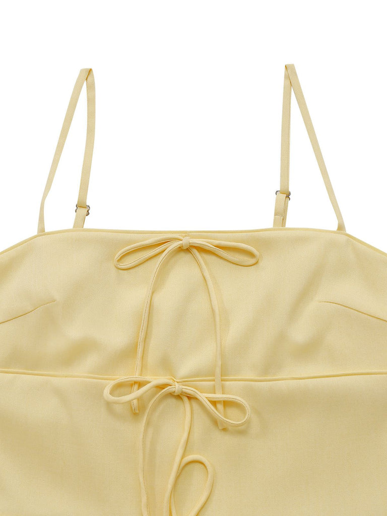 [Pre-Sale] Pale Yellow 1930s Mesh Spaghetti Strap Dress