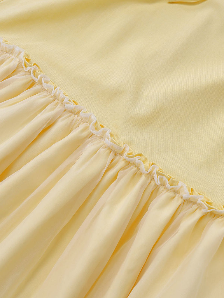[Pre-Sale] Pale Yellow 1930s Mesh Spaghetti Strap Dress