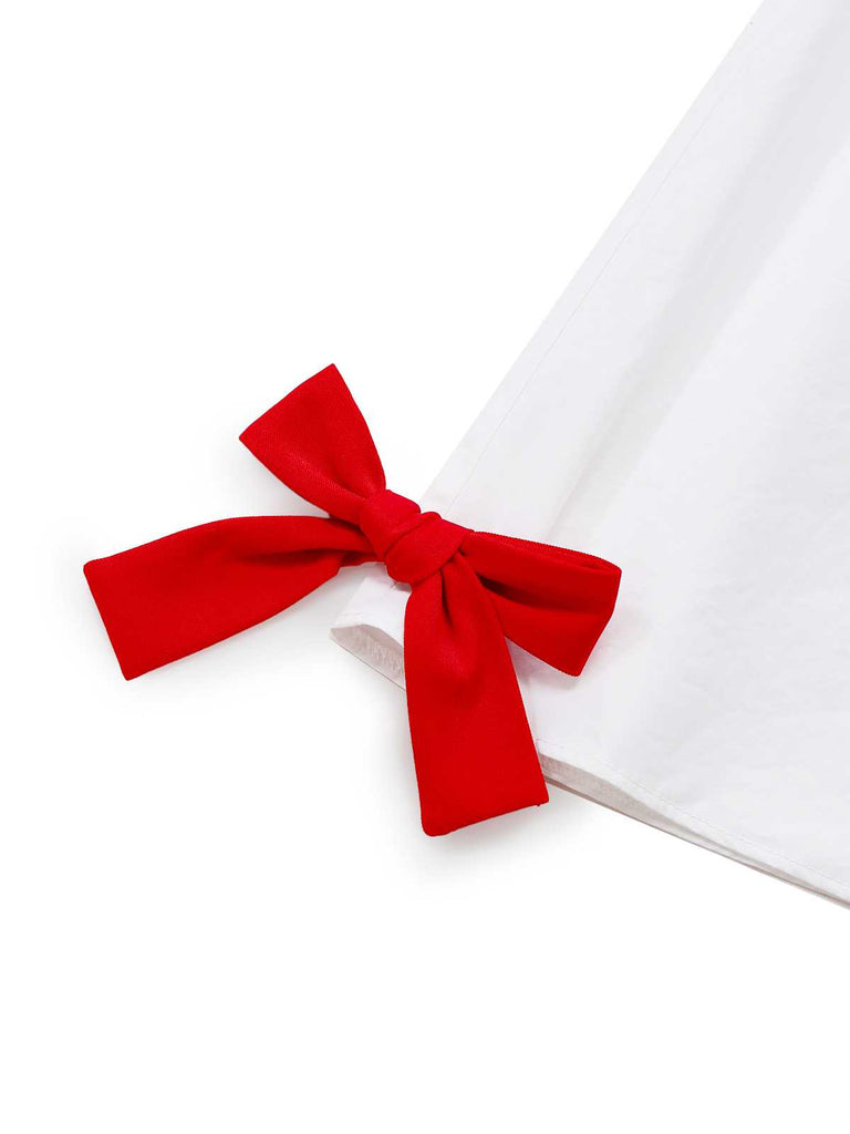 [Pre-Sale] White 1960s Slip Lace Contrast Bow Valentine Dress