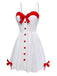[Pre-Sale] White 1960s Slip Lace Contrast Bow Valentine Dress