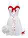 [Pre-Sale] White 1960s Slip Lace Contrast Bow Valentine Dress