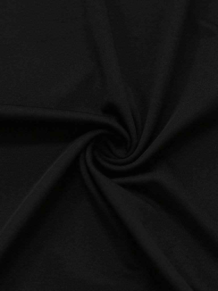 2PCS Black 1930s Turtleneck Top & Floral Skirt