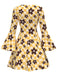[Pre-Sale] Yellow 1970s Hippie Floral Bell Sleeve Dress