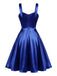 [Pre-Sale] Royal Blue 1950s Satin Colorblock Wide-Strap Dress