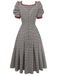 [Pre-Sale] Brown 1950s Bow Houndstooth Pleated Dress