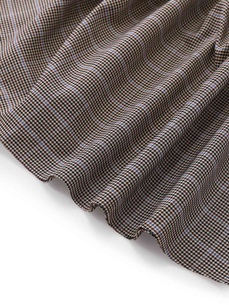 [Pre-Sale] Brown 1950s Bow Houndstooth Pleated Dress