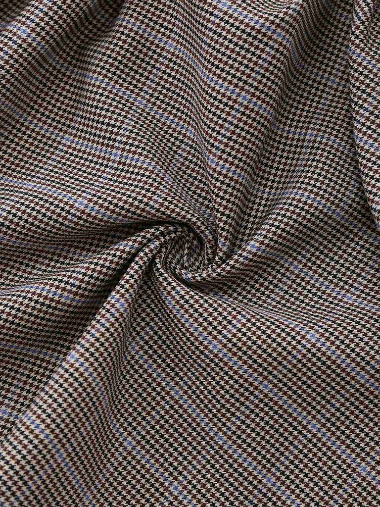 [Pre-Sale] Brown 1950s Bow Houndstooth Pleated Dress