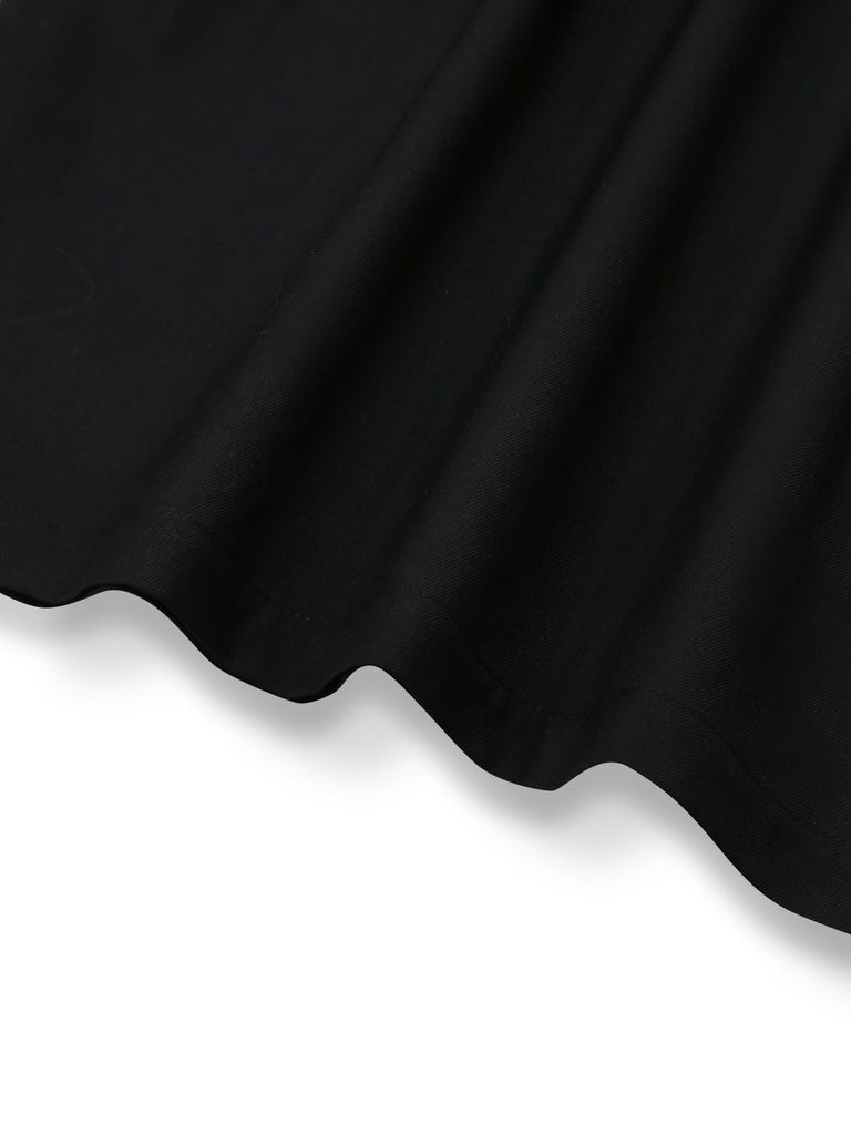 [Pre-Sale] Black 1960s Ruffle Bow Tie Belt Patchwork Dress