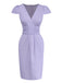 [Pre-Sale] Lavender 1960s Shimmer V-Neck Cap Sleeve Pleated Dress