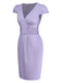[Pre-Sale] Lavender 1960s Shimmer V-Neck Cap Sleeve Pleated Dress