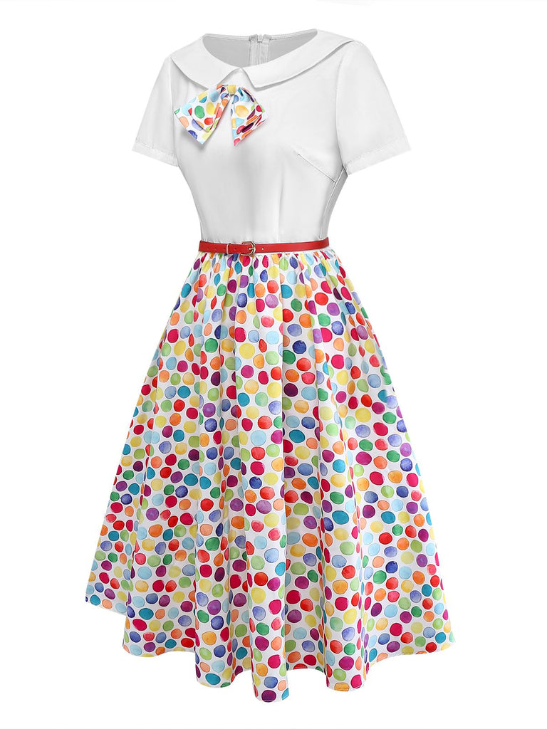 [Pre-Sale] 1950s Colorful Polka Dot Bow Dress