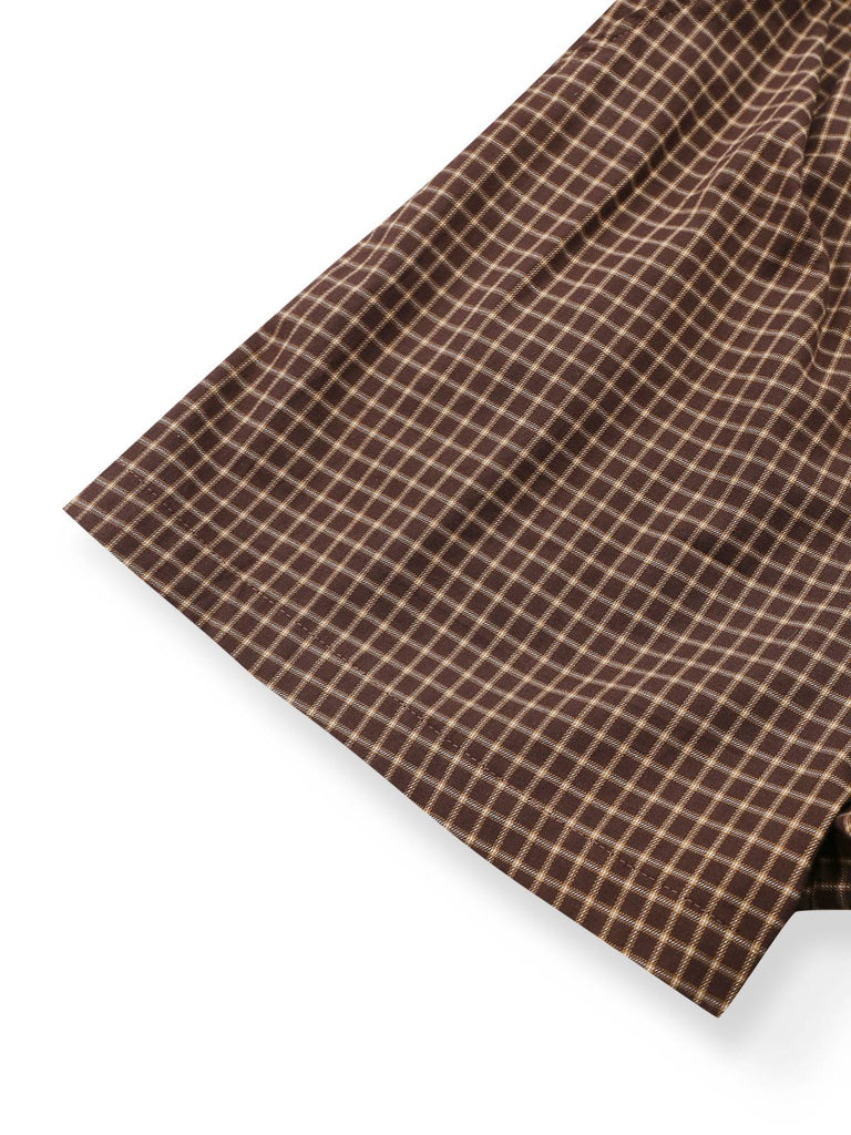 [Pre-Sale] Brown 1940s Plaid Knitted Side Lapel Belted Romper