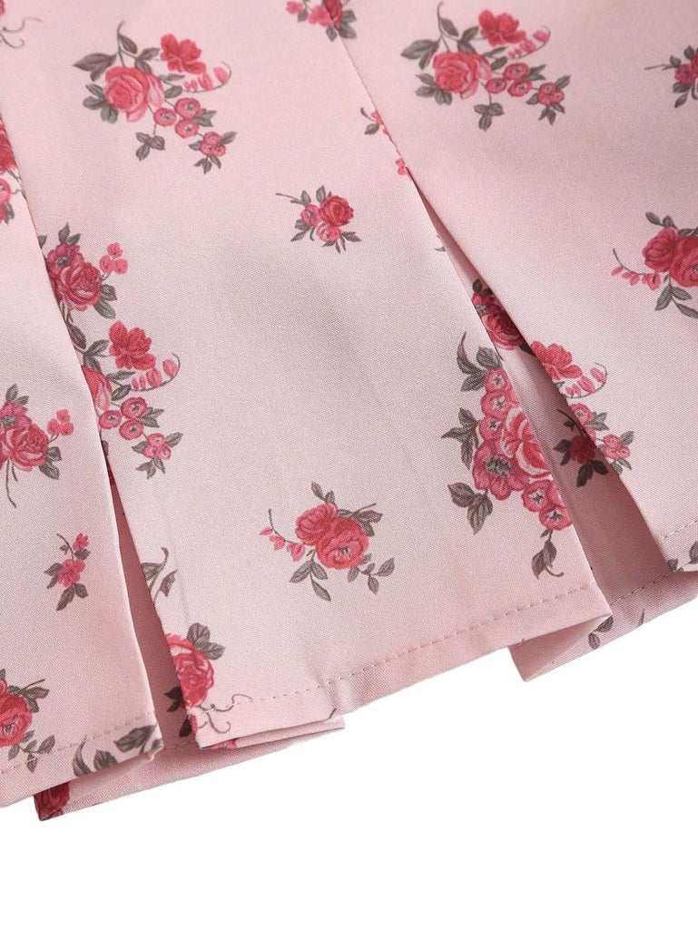 Pink 1960s Floral Lace Patchwork Pleated Camisole